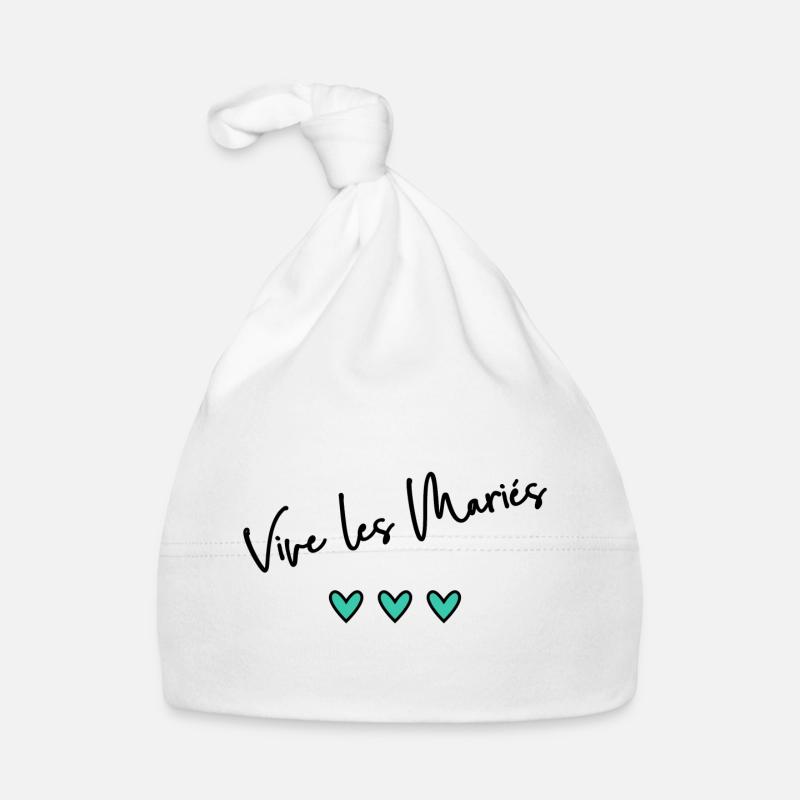 JUST MARRIED. VIVE LES MARIES. EVJF - Bonnet bio Bébé - blanc