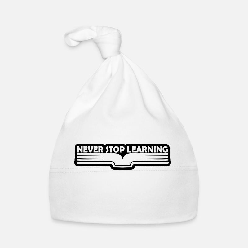 never stop learning Zitat Baby Bio-Mütze