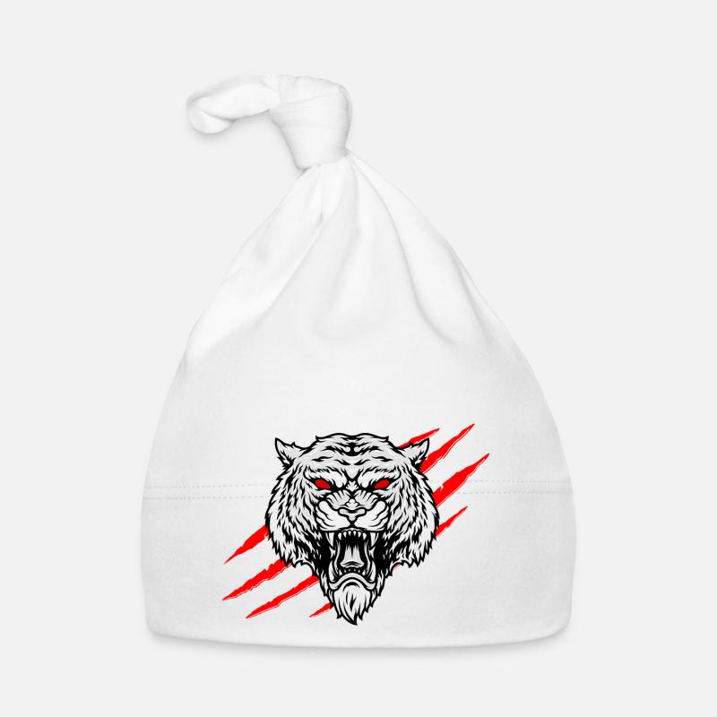 Tigre maléfique - Bonnet bio Bébé - blanc