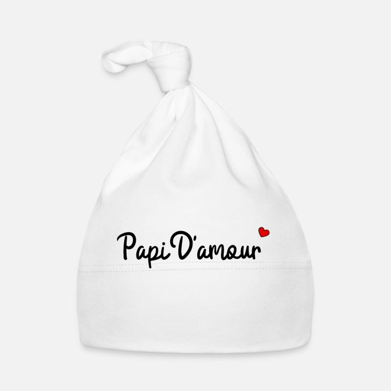 Papi d'amour - Bonnet bio Bébé - blanc