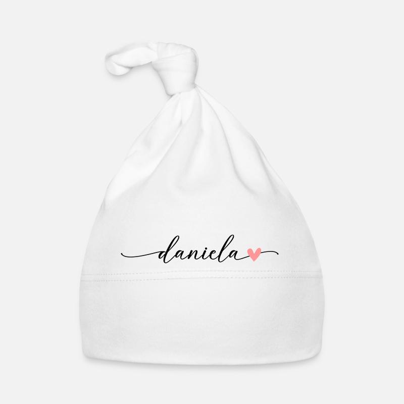 Daniela Last name First name Calligraphy Script Organic Baby Cap
