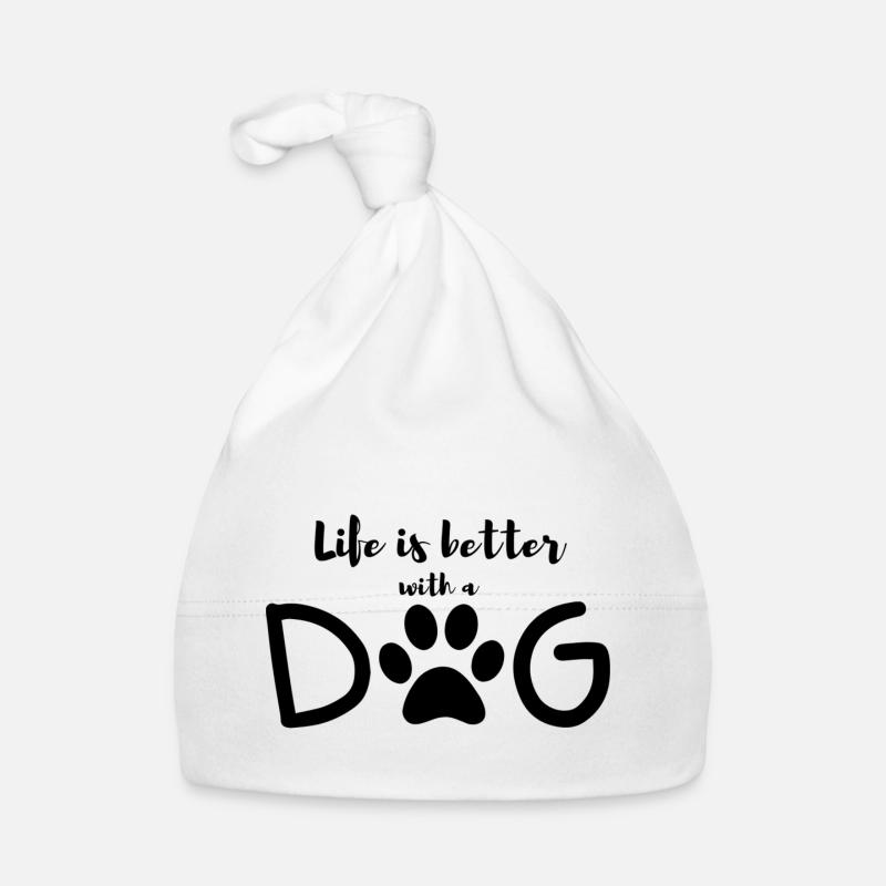 La vie est meilleure avec un chien - Bonnet bio Bébé - blanc