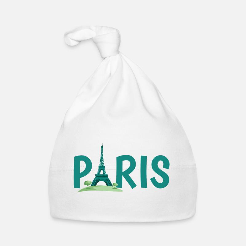 Paris Skyline with Eiffel Tower Illustration Organic Baby Cap