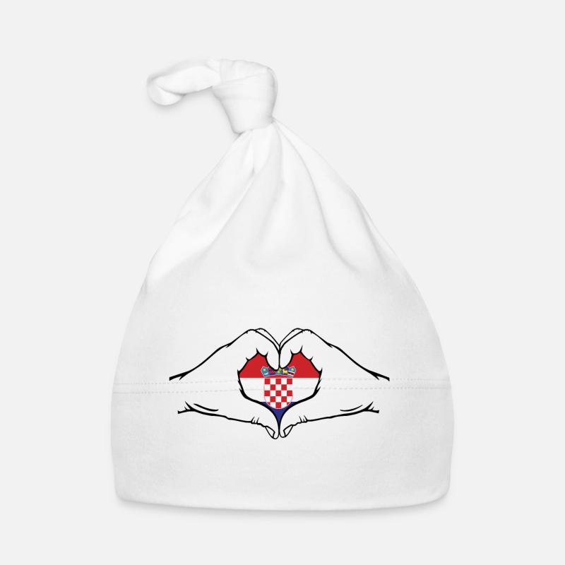 Drapeau de la Croatie en forme de coeur Bonnet bio Bébé