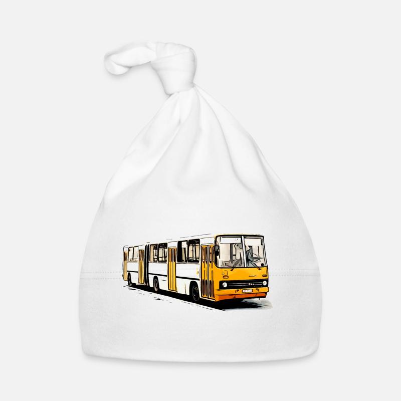 Ikarus articulated bus yellow white Organic Baby Cap