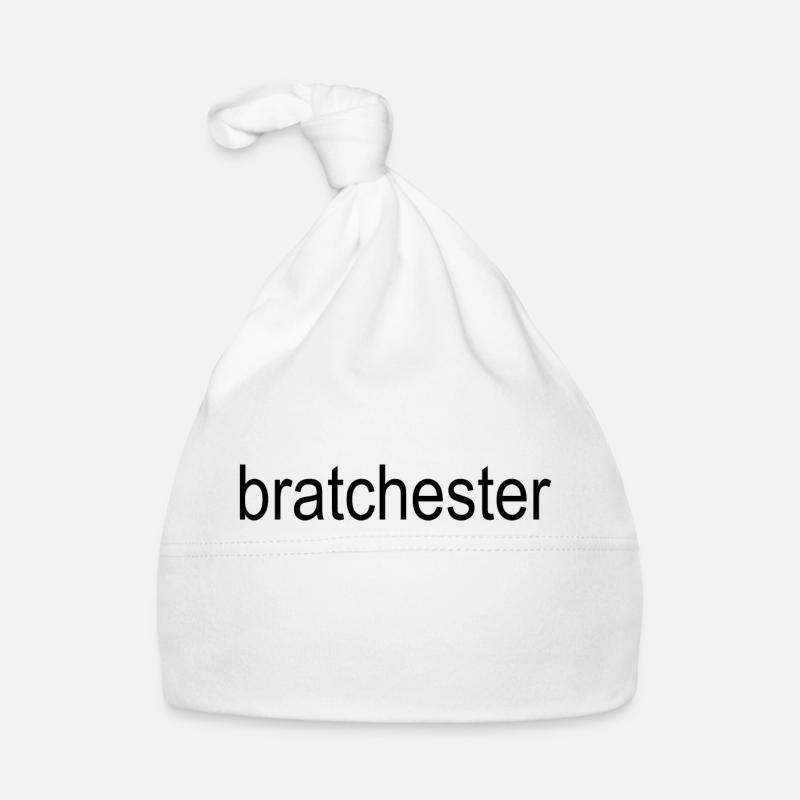 bratchester black text 5000 Organic Baby Cap