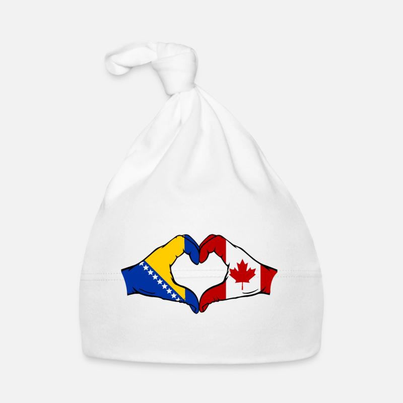 Bosnie Canada Drapeau Mains Coeur Forme Bonnet bio Bébé