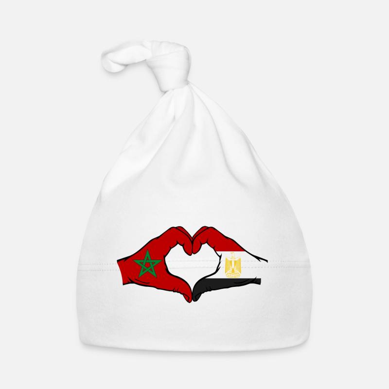 Maroc Égypte Drapeau Mains Coeur Forme Bonnet bio Bébé