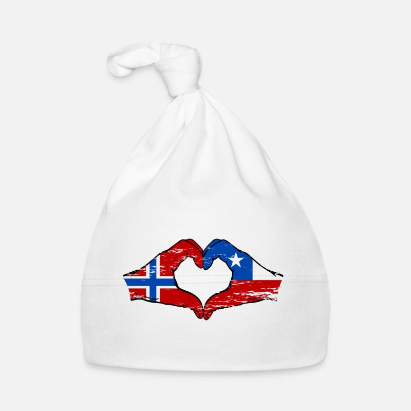 Norvège Chili drapeau mains forme de coeur utilisé Bonnet bio Bébé