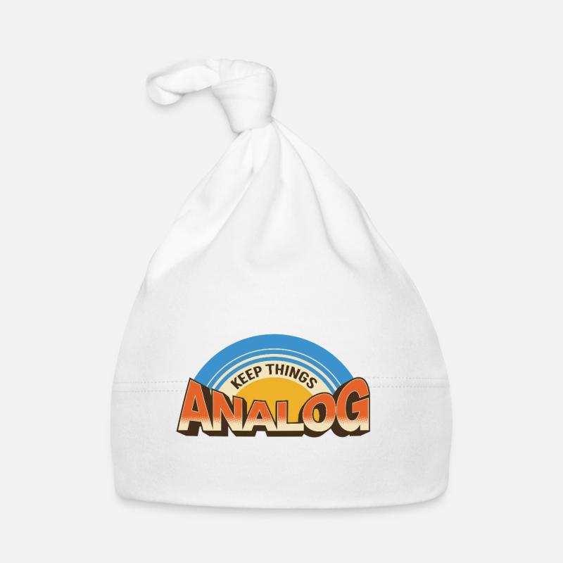 Keep Things Analog – Retro Tech Statement - Organic Baby Cap - white