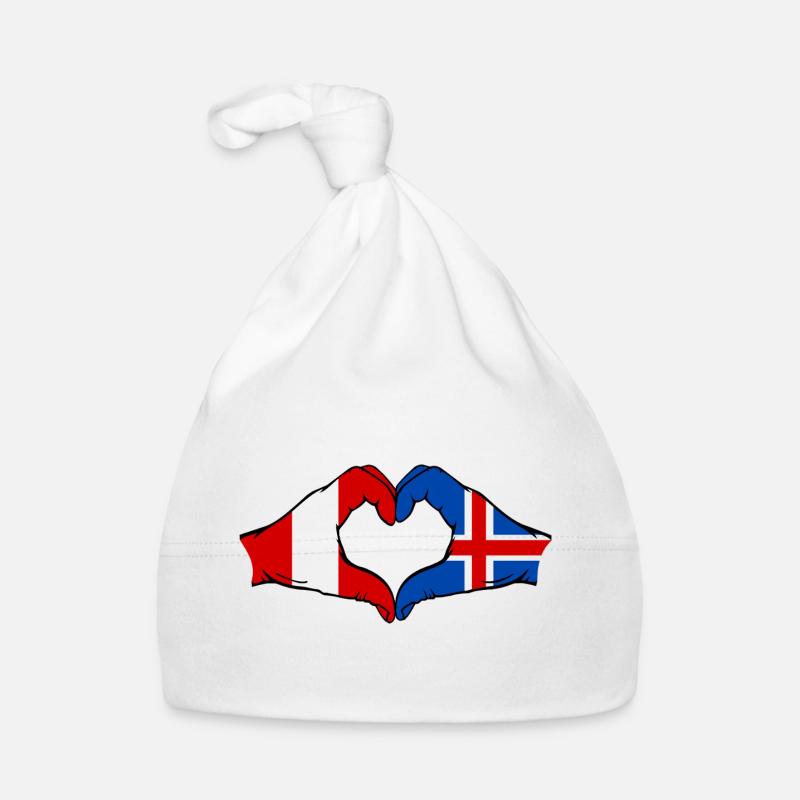 Drapeau de l'île du Pérou, mains en forme de cœur Bonnet bio Bébé
