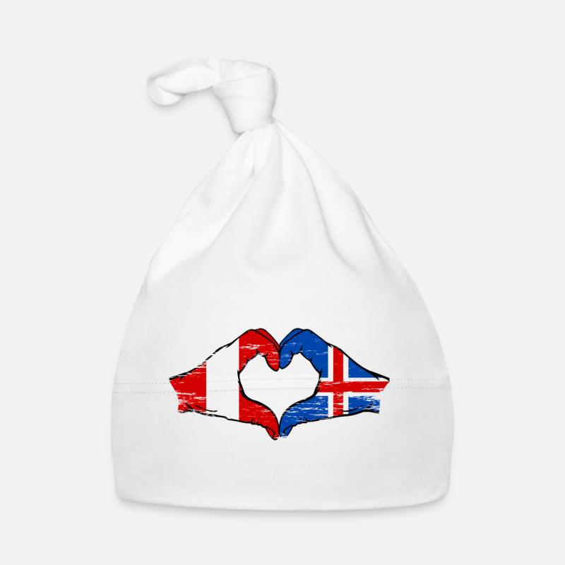 Peru Island Flag Hands Heart Shape Used Organic Baby Cap