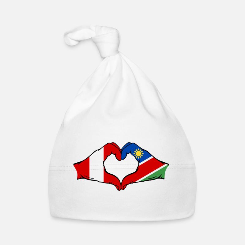 Peru Namibia Flag Heart Organic Baby Cap