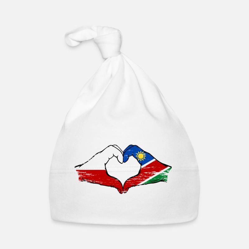Poland Namibia Flag Hands Heart Shape Used Organic Baby Cap