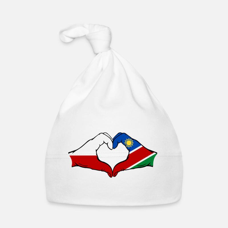 Poland Namibia flag hands heart shape Organic Baby Cap