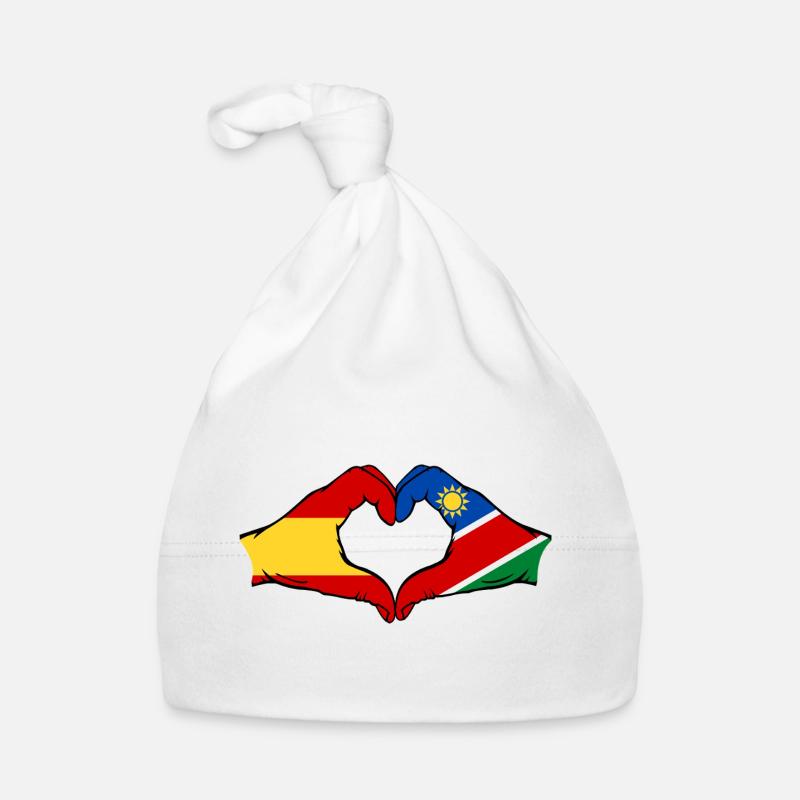 Spanien Namibia Flagge Hände Herzform Baby Bio-Mütze