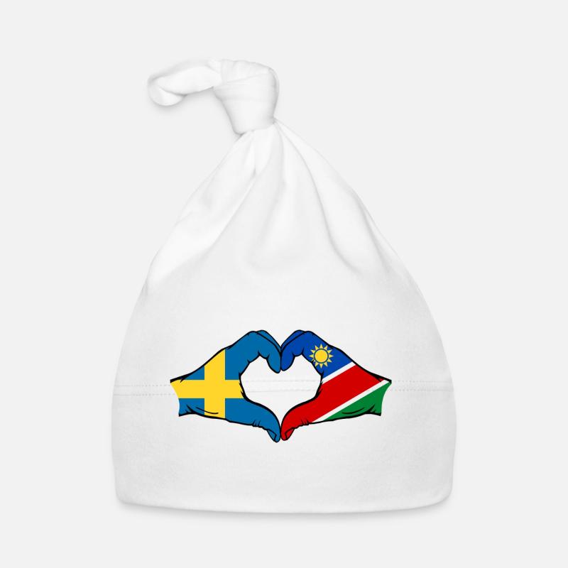 Schweden_Namibia_Flagge_Haende_Herzform Organic Baby Cap