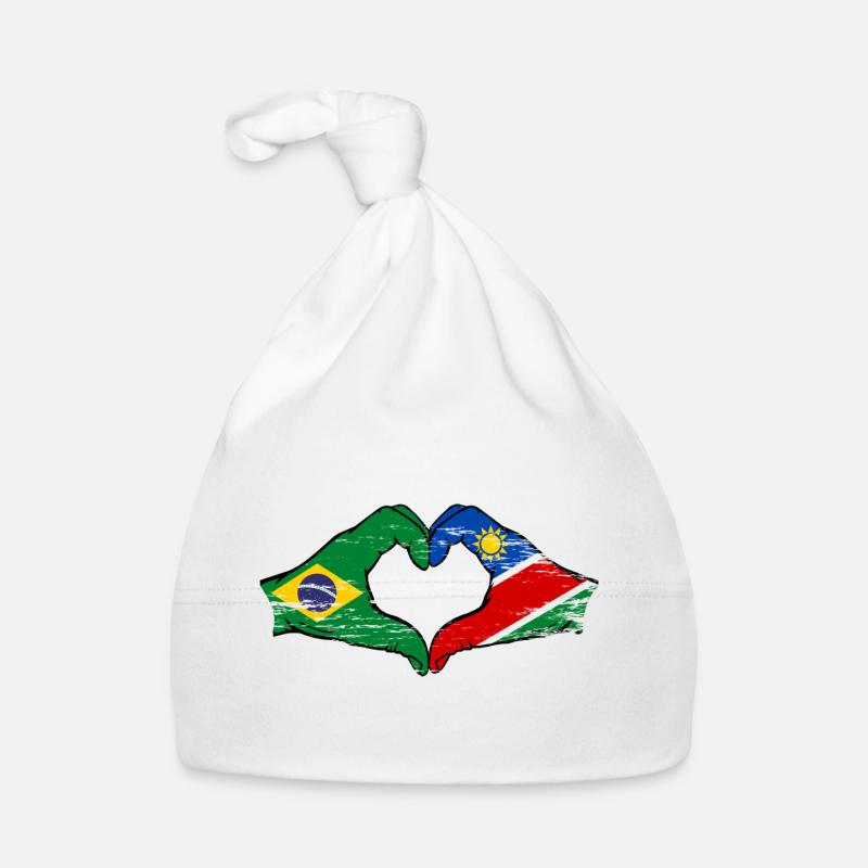 Brésil Namibie drapeau mains forme coeur Bonnet bio Bébé