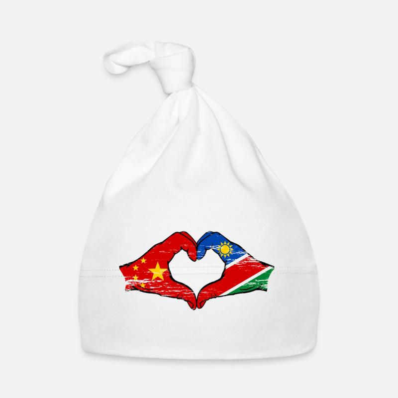 China Namibia Flag Hands Heart Shape Organic Baby Cap