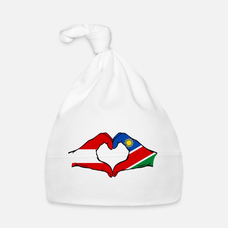 Austria Namibia Flag Hands Heart Shape Organic Baby Cap