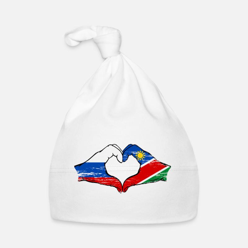 Drapeau de la Russie et de la Namibie en forme de cœur Bonnet bio Bébé