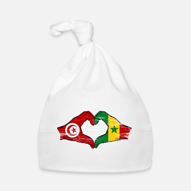 Tunisie Sénégal drapeau mains forme coeur utilisé Bonnet bio Bébé