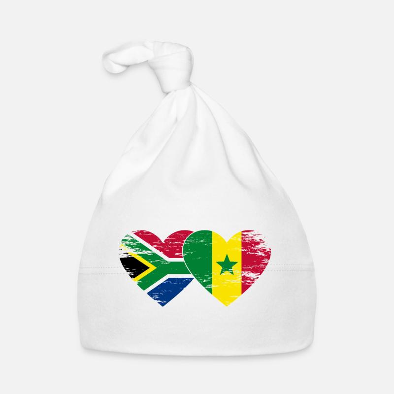 Afrique du Sud Drapeau Sénégal mains forme de coeur utilisé Bonnet bio Bébé