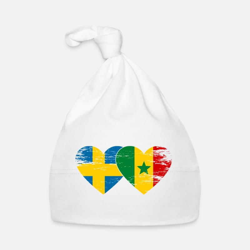 Suède Sénégal Drapeau Coeur utilisé Bonnet bio Bébé