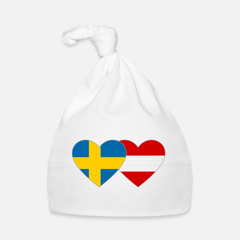 Suède Autriche Drapeau Coeur Bonnet bio Bébé