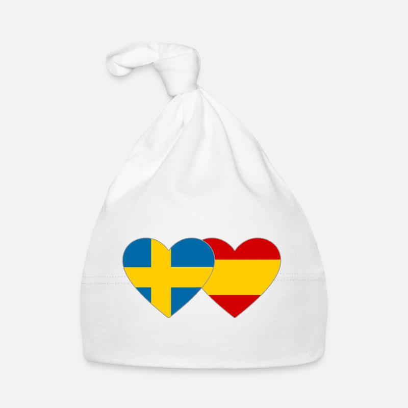 Sweden Spain Flag Heart Organic Baby Cap