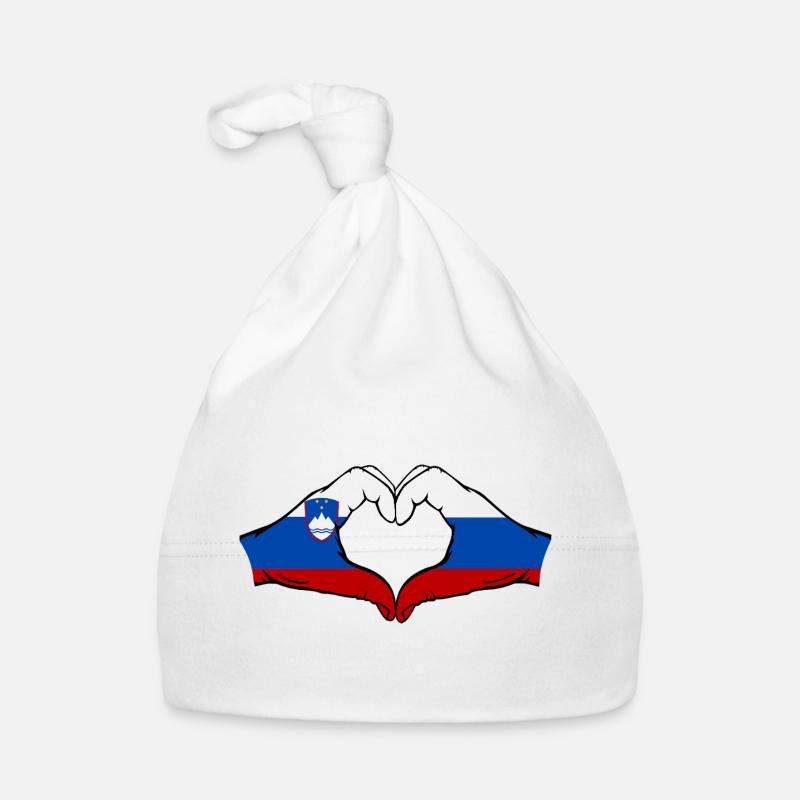 Slovénie Russie Drapeau Coeur Bonnet bio Bébé