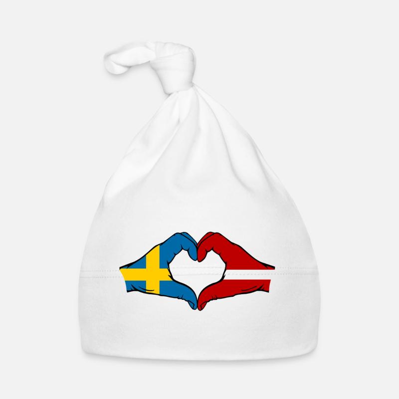 Suède Lettonie Drapeau Coeur Bonnet bio Bébé
