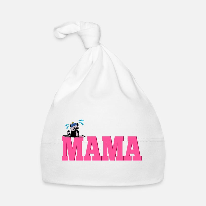 Lettering Mom Skiing Organic Baby Cap