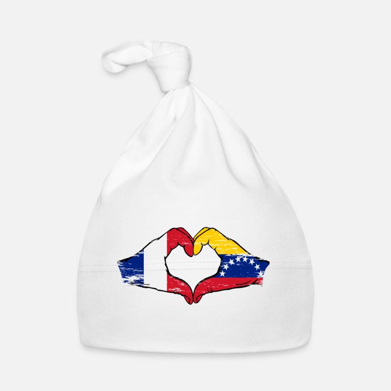 Drapeau du Venezuela Mains Forme de cœur Bonnet bio Bébé