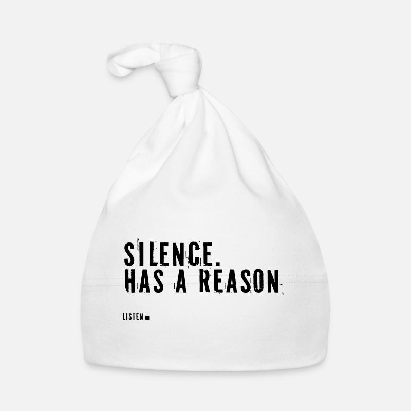 Silence. Il a une raison. - Bonnet bio Bébé - blanc