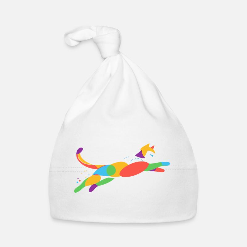 Chat coloré en mouvement – Design abstrait Bonnet bio Bébé