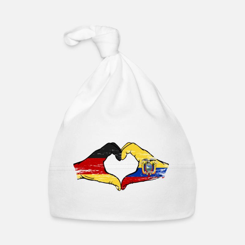 Germany Ecuador flag heart used Organic Baby Cap