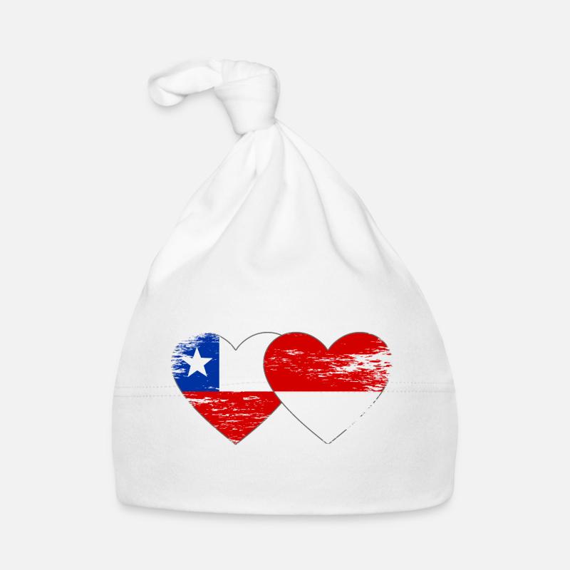 Cœur du drapeau du Chili et de la Pologne utilisé Bonnet bio Bébé