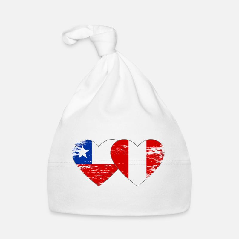 Chile_Peru_Flagge_Herz_used Baby Bio-Mütze