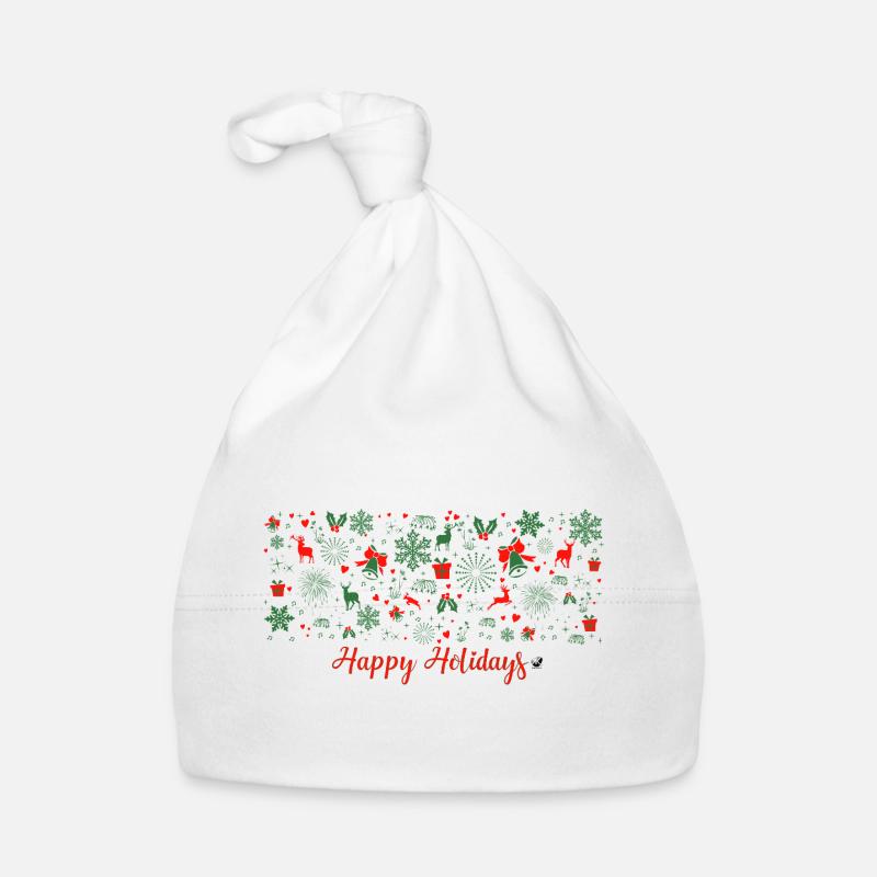 Motif de Noël en vert et rouge Bonnet bio Bébé