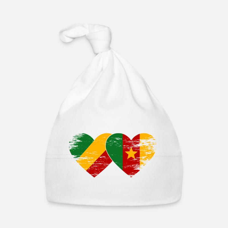 Kongo_Kamerun_Flagge_Herz_used Baby Bio-Mütze