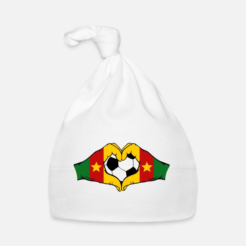 Drapeau du Cameroun, mains, forme de cœur Bonnet bio Bébé
