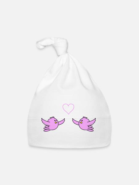 birds_in_love - Baby Bio-Mütze - Weiß - Vorne