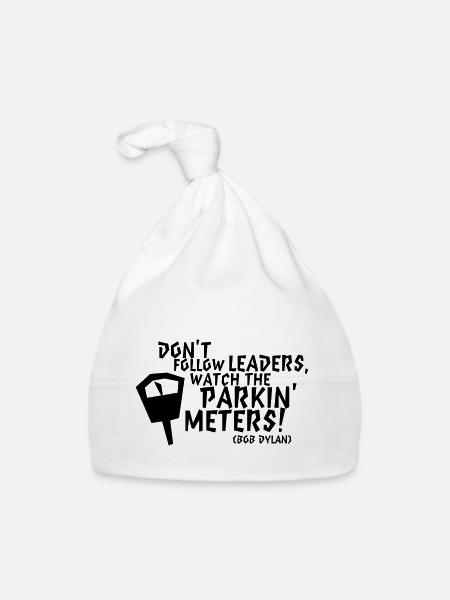 Bob Dylan: Don't follow leaders watch the parkin' - Baby Bio-Mütze - Weiß - Vorne