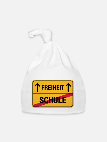 Schule – Freiheit - Baby Bio-Mütze - Weiß - Vorne