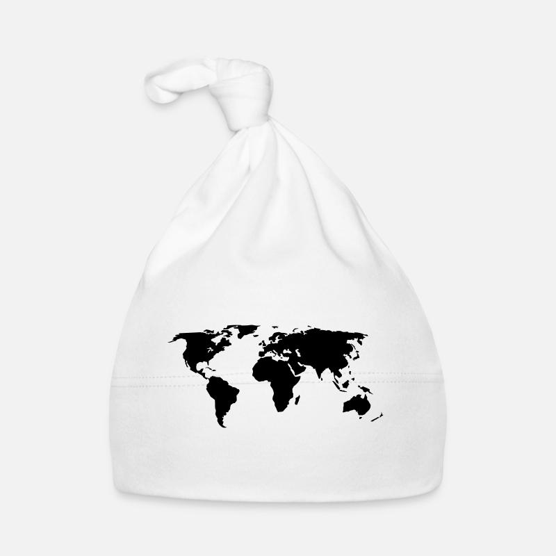 carte du monde - Bonnet bio Bébé - blanc