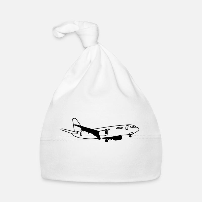 avion - Bonnet bio Bébé - blanc