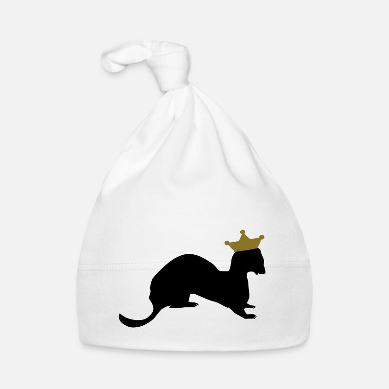 belette roi / king weasel (2c) - Bonnet bio Bébé - blanc