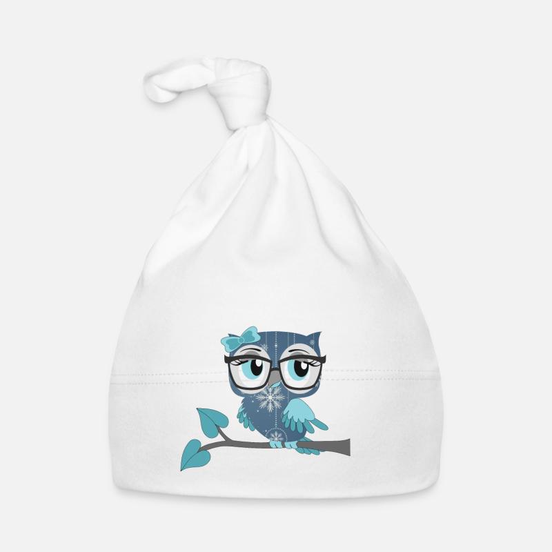 Eule_Schnee-Eule - Baby Bio-Mütze - Weiß