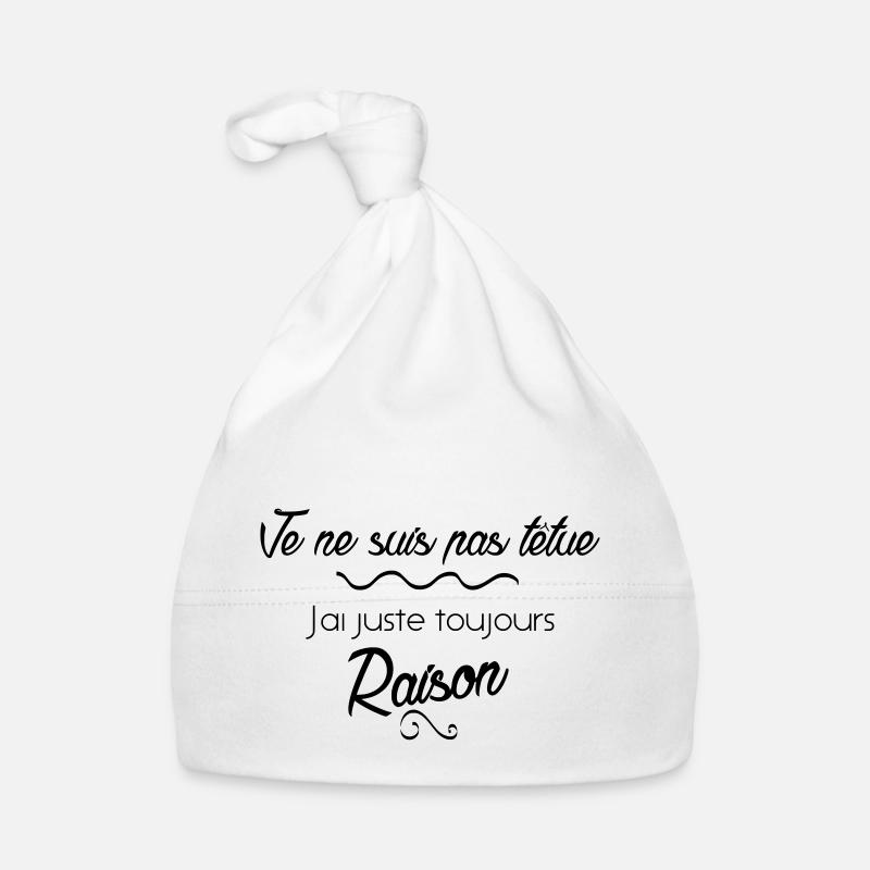 Je ne suis pas tetue - Bonnet bio Bébé - blanc